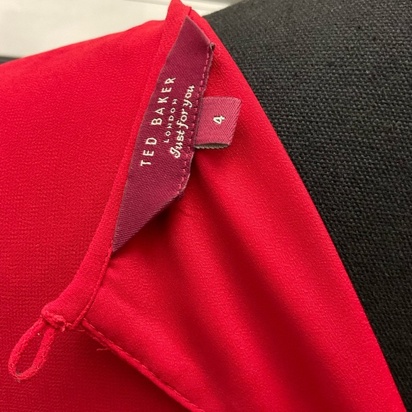 TED BAKER Women’s Red Cap Sleeve Circle Applique Hem Glana Dress Size 4 US 10 - Picture 10 of 13